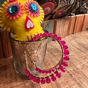 2023 SALE Hot Pink Crystal Hoops
